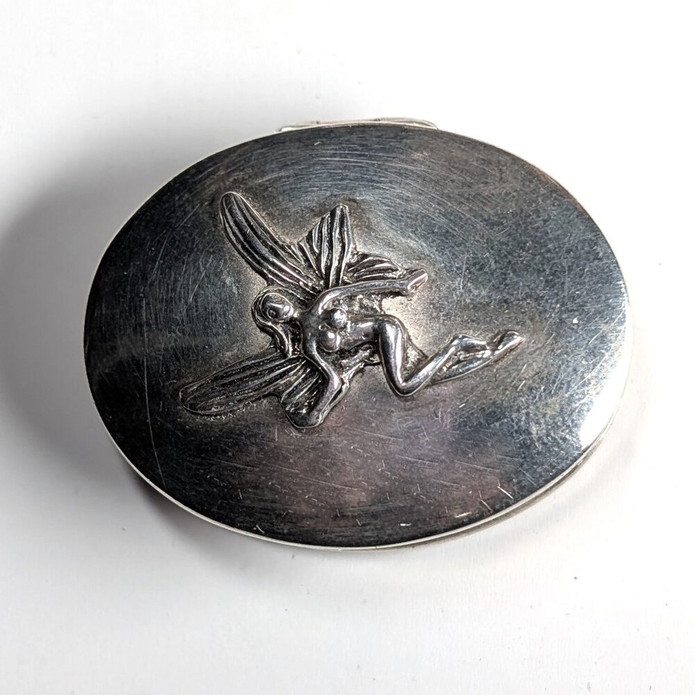 Sterling Silver Fairy pill box or trinket Box - Picture 2 of 14
